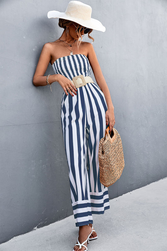Damen Jumpsuit mit gestreiftem Oberteil und weitem Bein EB