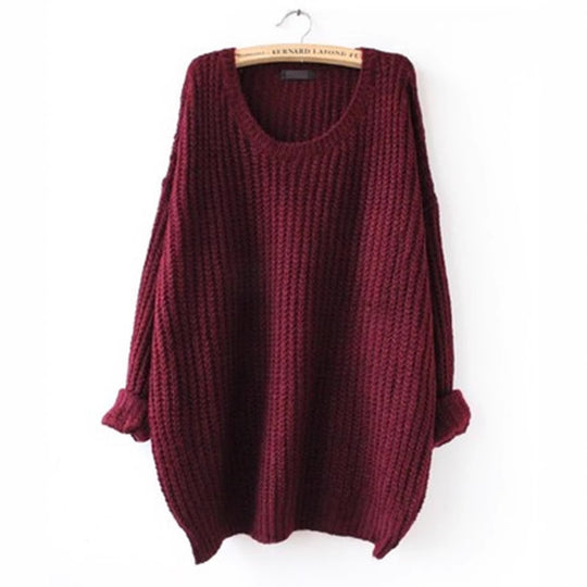 Damen lockerer Strickpullover mit weitem Schnitt und luftiger Struktur EB