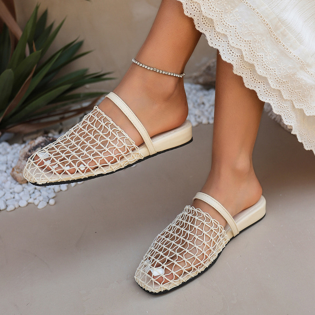Damen offene Slipper mit eleganten Netzdetails EB