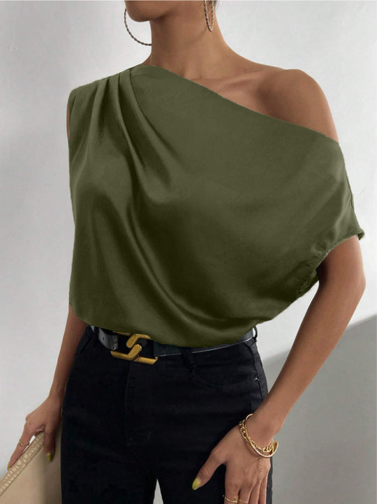 Damen Elegantes, schulterfreies Satinoberteil EB