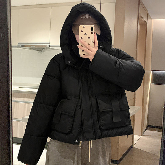 Damen Kurze isolierte Pufferjacke mit praktischen Taschen EB