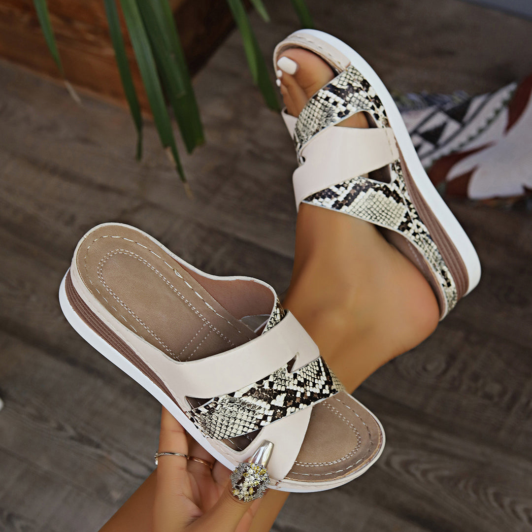 Damen Mode Slide-Sandalen mit modischem Kreuzriemen EB
