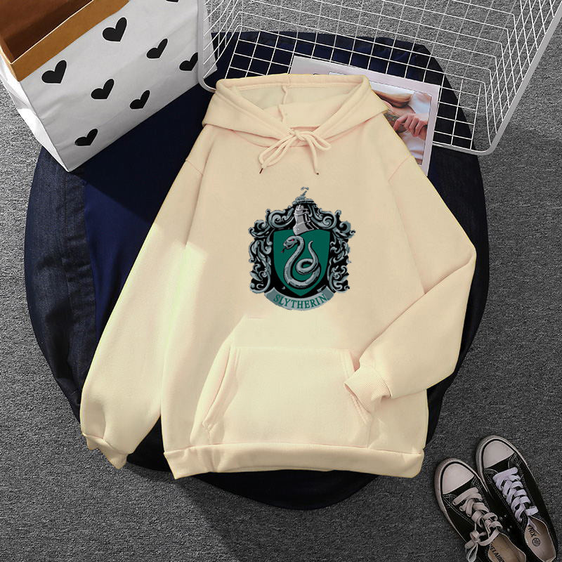 Damen nan gemütlicher Kapuzenpullover im Oversize-Cut mit heraldischem Schlangenwappen und weichem Fleece-Innenfutter EB