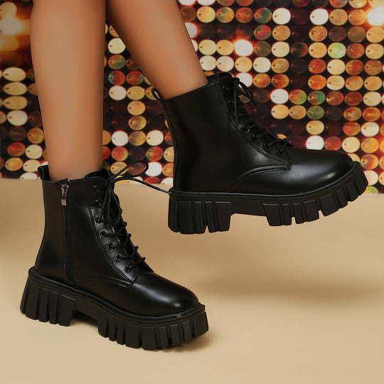 Damen Chunky Boots mit robustem Profil und praktischem Reißverschluss EB