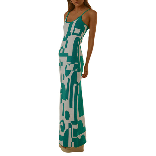 Damen Designer-Midi-Kleid mit stilvollem Grafikmuster EB