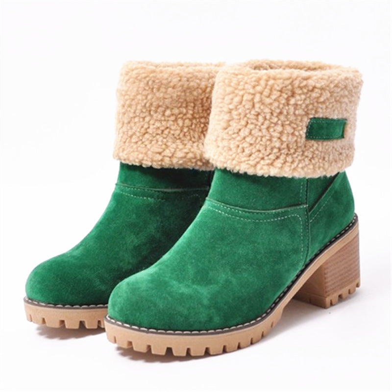 Damen warme Winterstiefel mit kuscheligem Kunstfellrand und robuster Profilsohle EB