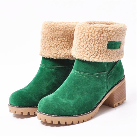 Damen warme Winterstiefel mit kuscheligem Kunstfellrand und robuster Profilsohle EB
