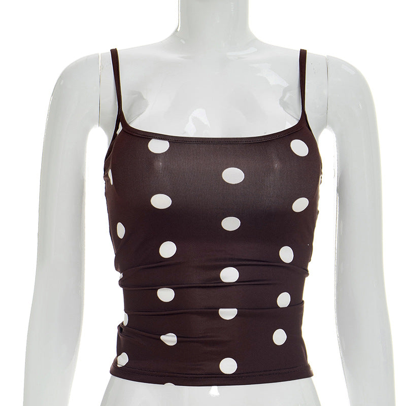 Damen ärmelloses Top mit verspieltem Polka-Dots Muster und figurbetontem Schnitt EB