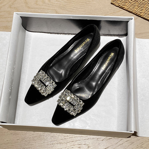 Damen elegante Ballerinas mit funkelndem Strass-Detail EB