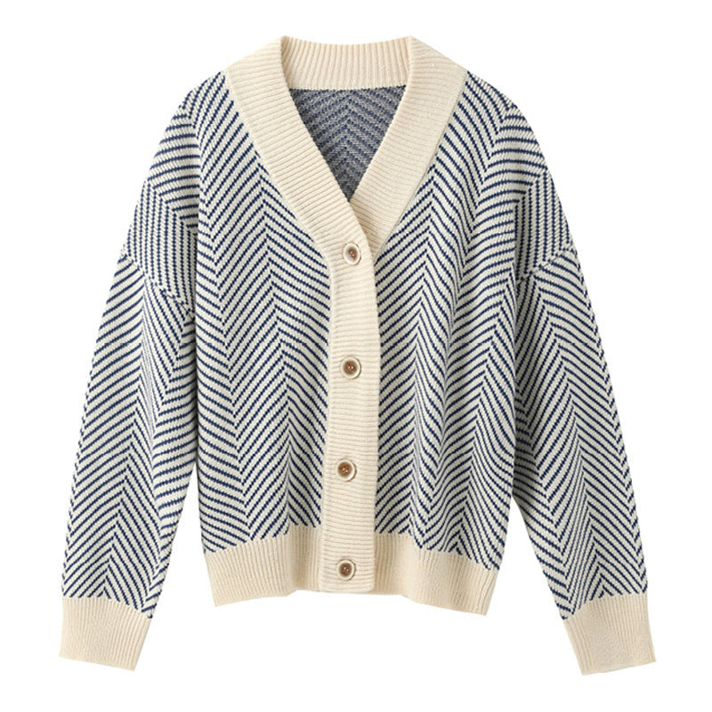 Damen Strickjacke mit modernem Zickzackmuster und kuscheligem Material EB