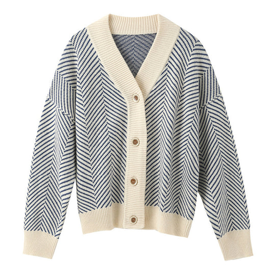 Damen Strickjacke mit modernem Zickzackmuster und kuscheligem Material EB
