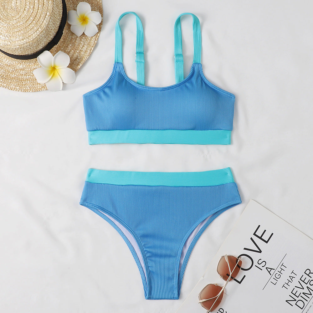 Damen Bikiniset mit raffiniertem Rippdesign und verstellbaren Trägern EB