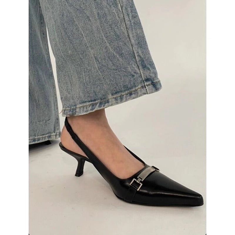 Damen Slingback Pumps mit zierlicher Schnallenverzierung EB
