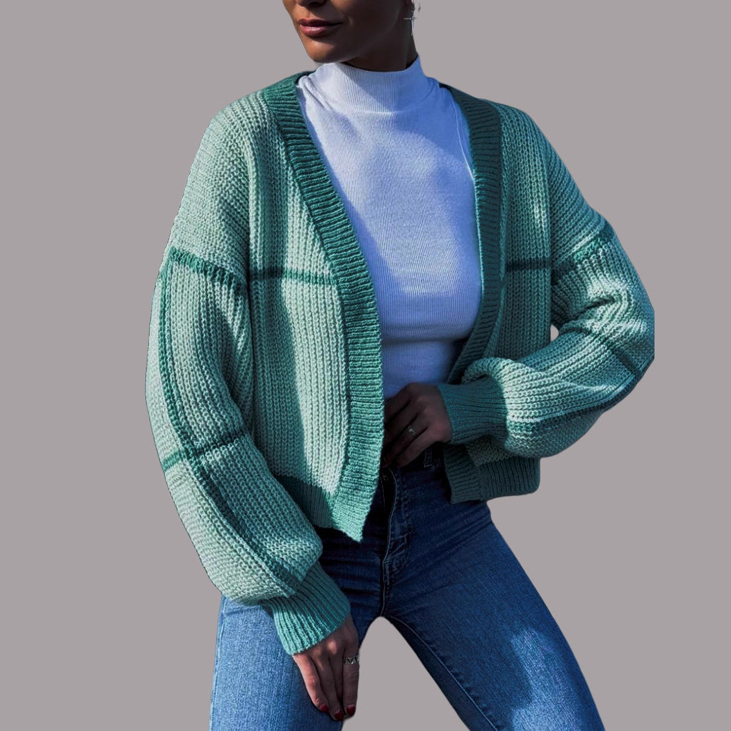 Damen Strickjacke mit lässigem Schnitt und voluminösen Ärmeln EB
