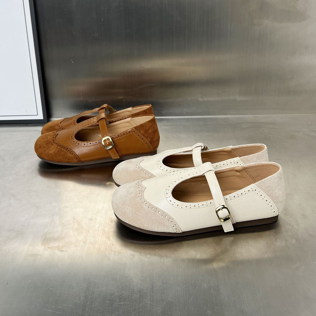 Damen elegante Slipper mit verstellbarem Riemen und feiner Perforation EB