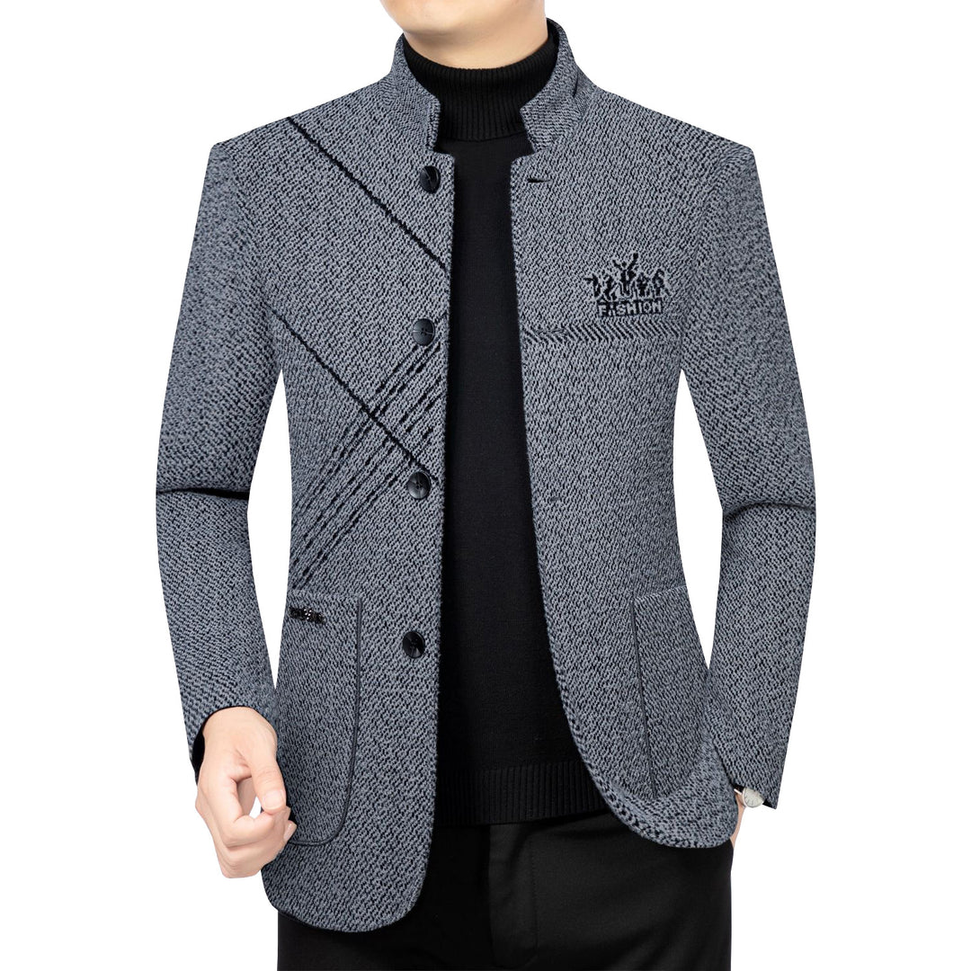 Herren Wollmantel mit Teddyfutter, Stehkragen und schmaler Silhouette EB