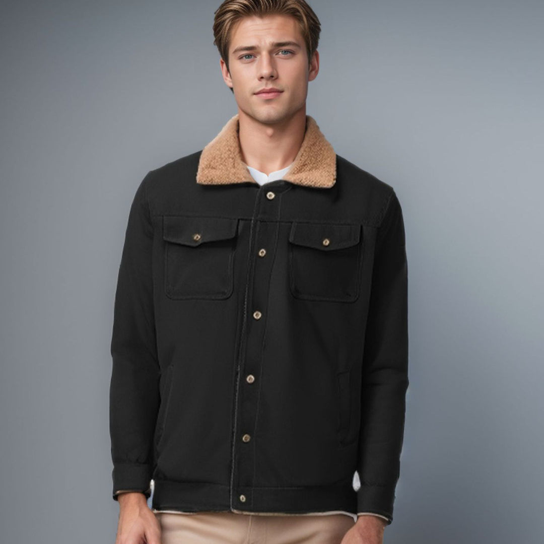 Herren robuste Canvasjacke mit Teddy-Kragen EB
