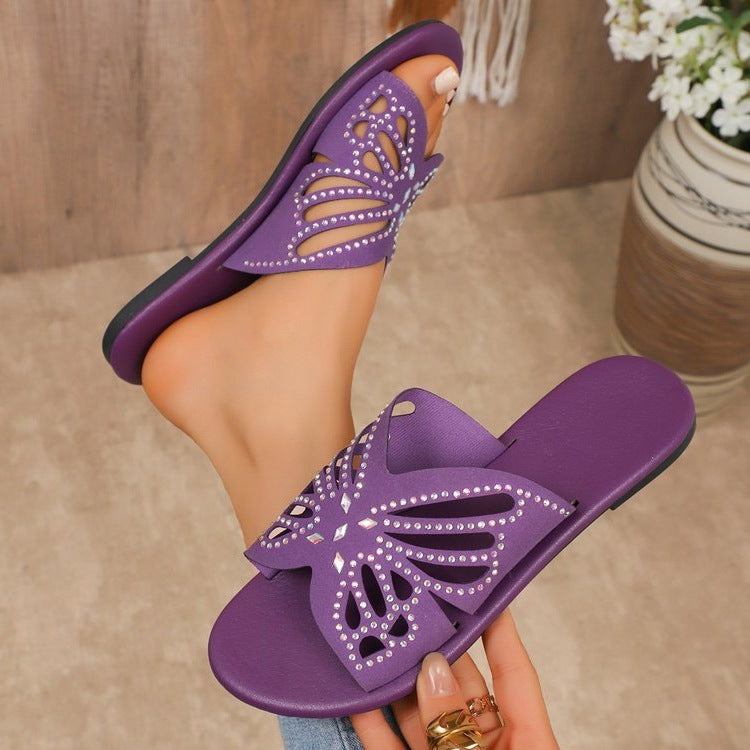 Damen Elegante Riemchen-Sandalen mit floralem Cut-Out-Design EB