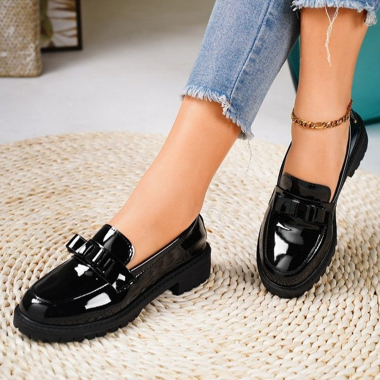 Damen elegante Loafers mit modischem Schleifen-Design EB