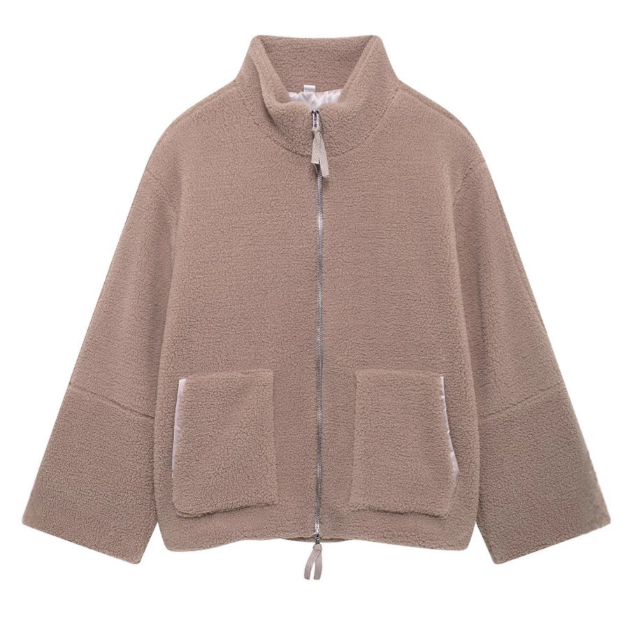 Damen Fleecejacke mit hohem Kragen und praktischen Taschen EB