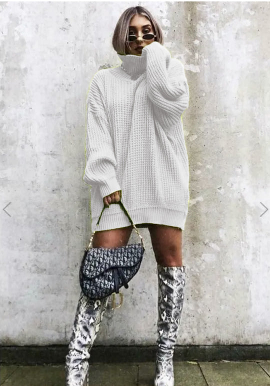Damen Oversized Strickpullover im modernen Waffelmuster EB
