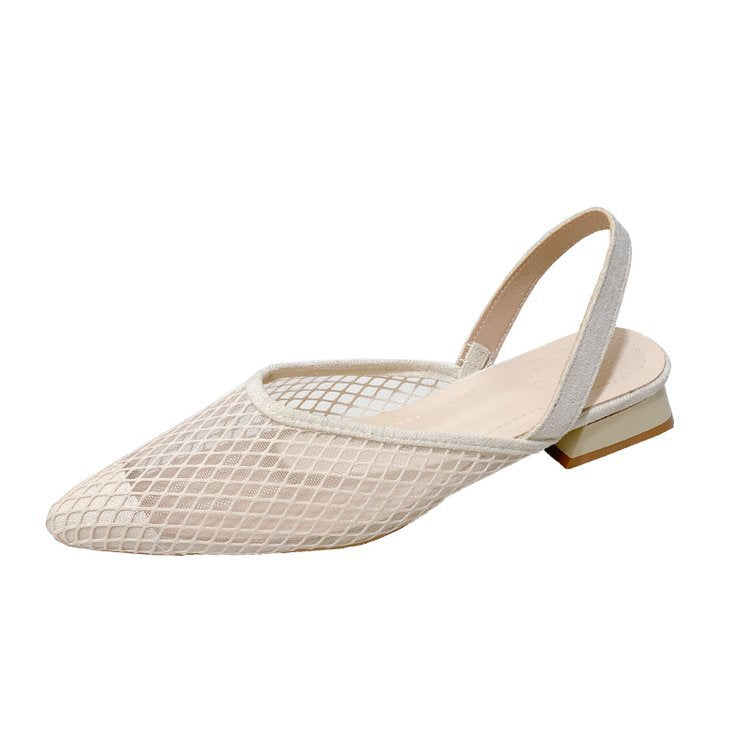 Damen Slingback Ballerinas mit Netzdesign und elegantem Blockabsatz EB