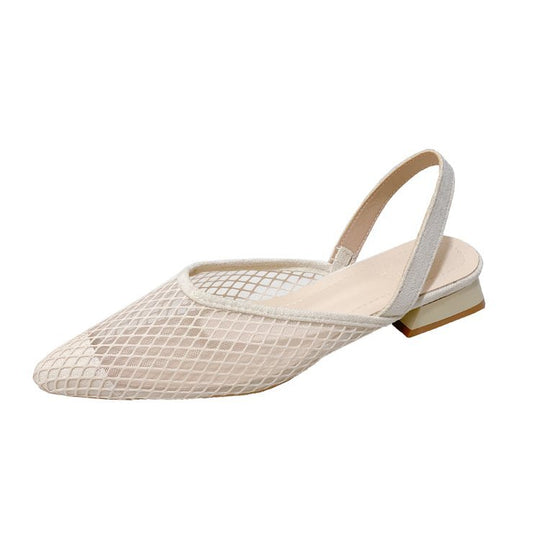 Damen Slingback Ballerinas mit Netzdesign und elegantem Blockabsatz EB