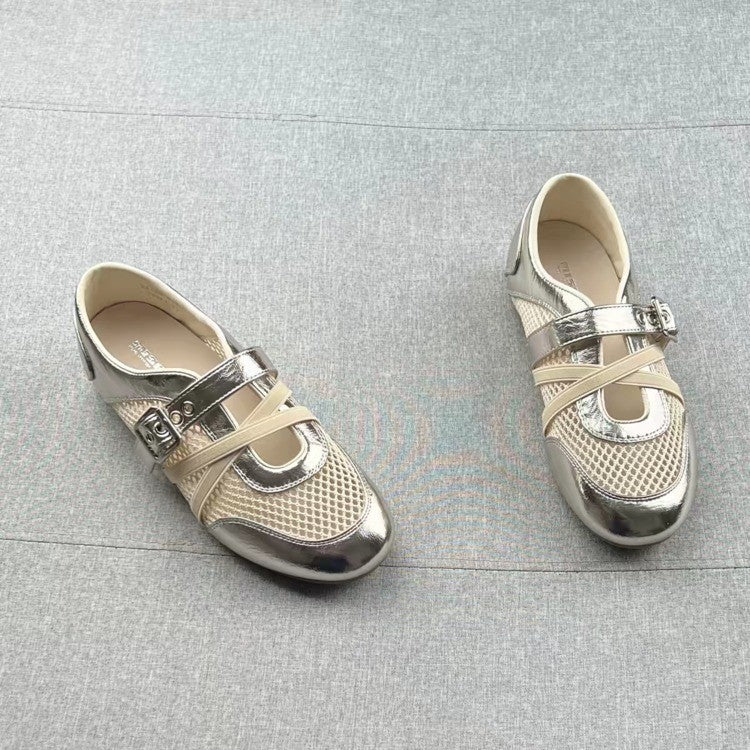 Damen modische Sneaker mit elegantem Riemchen-Design und atmungsaktiver Netzstruktur EB