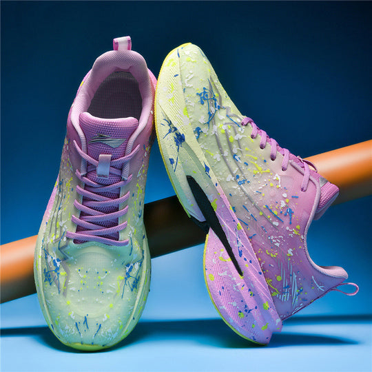 Unisex künstlerische Laufsneaker mit Spritzlack‑Design, reaktiver Hohlkern‑Dämpfung und Drehverschluss EB
