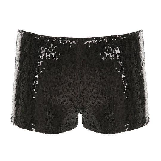 Damen figurbetonte Kunstleder-Shorts mit dekorativen Nieten und seitlichen Taschen EB