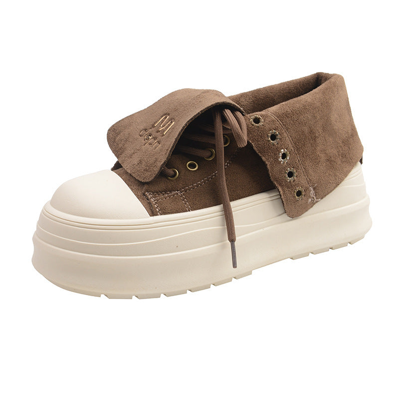 Damen Plateau-Sneaker mit modischem Falten-Design und bequemer Dämpfung EB