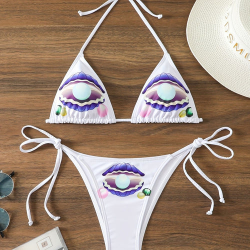 Damen Triangel-Bikini mit verspieltem Muschel-Design EB
