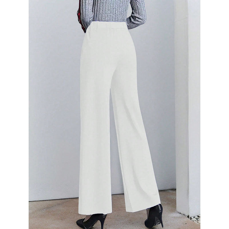 Damen Hochtaillierte Palazzo-Hose mit seitlichen Falten EB
