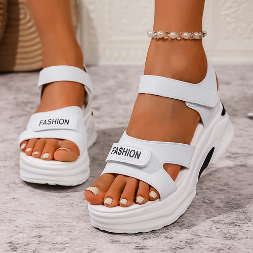 Damen Sportliche Wedge-Sandalen mit verstellbaren Riemen und komfortablem Fußbett EB