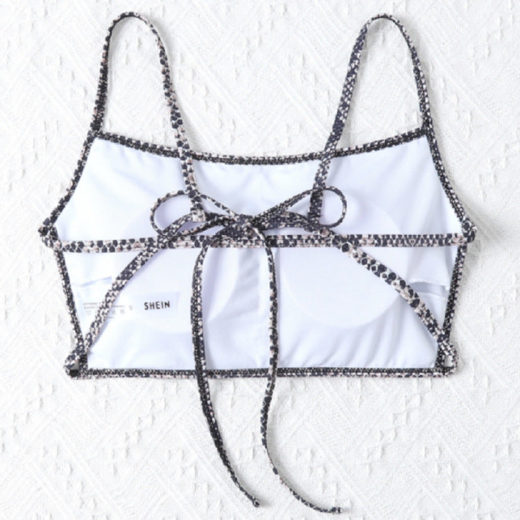 Damen Cropped Bikinioberteil mit Schlangenleder-Design EB