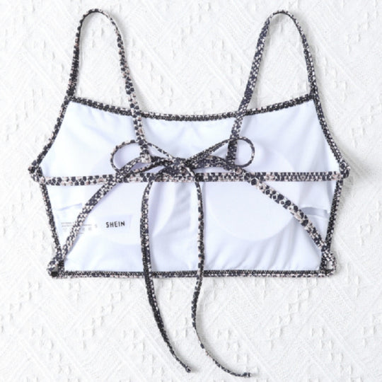 Damen Cropped Bikinioberteil mit Schlangenleder-Design EB