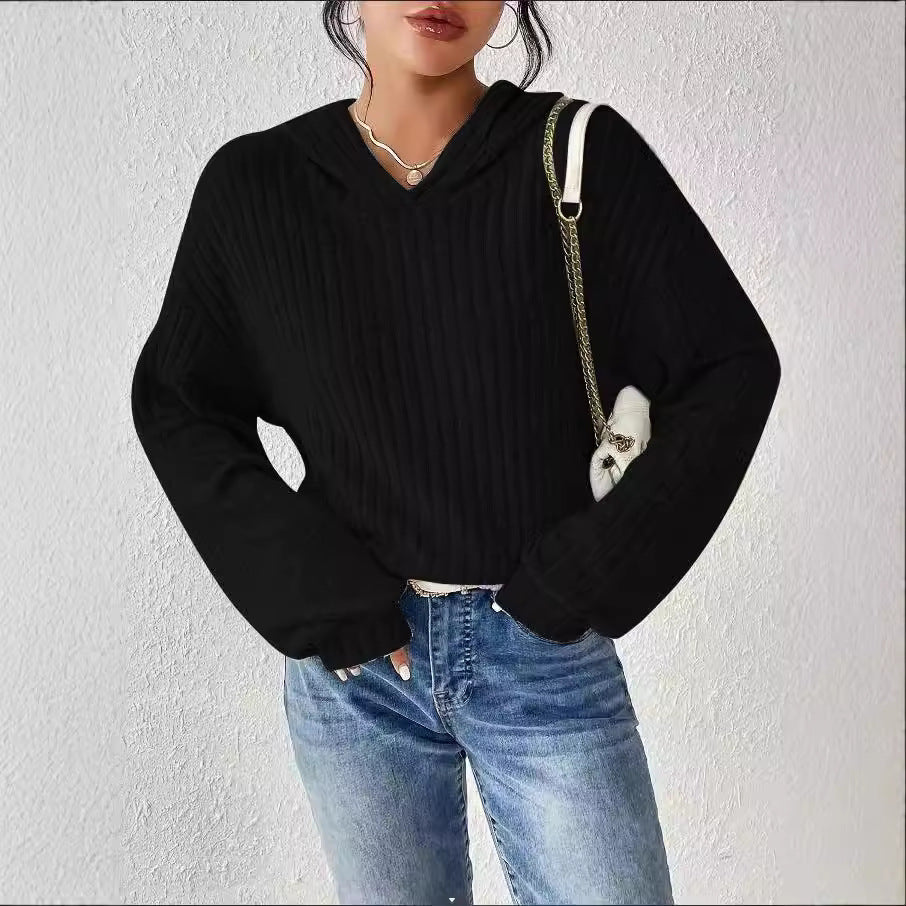 Damen Kapuzenpullover mit Rippstruktur EB