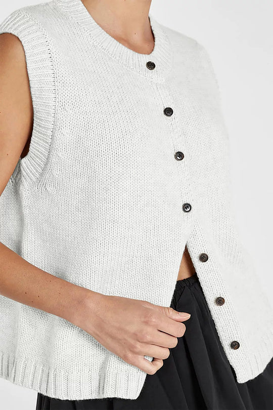 Damen gestrickte ärmellose Knopf-Weste mit Rippkragen EB