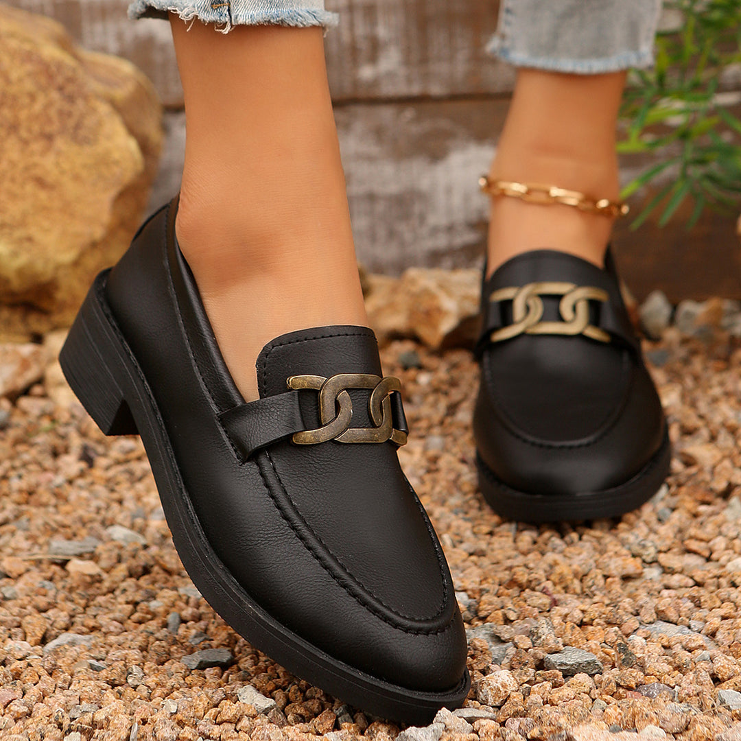 Damen elegante Mokassins mit modischem Kettendesign EB