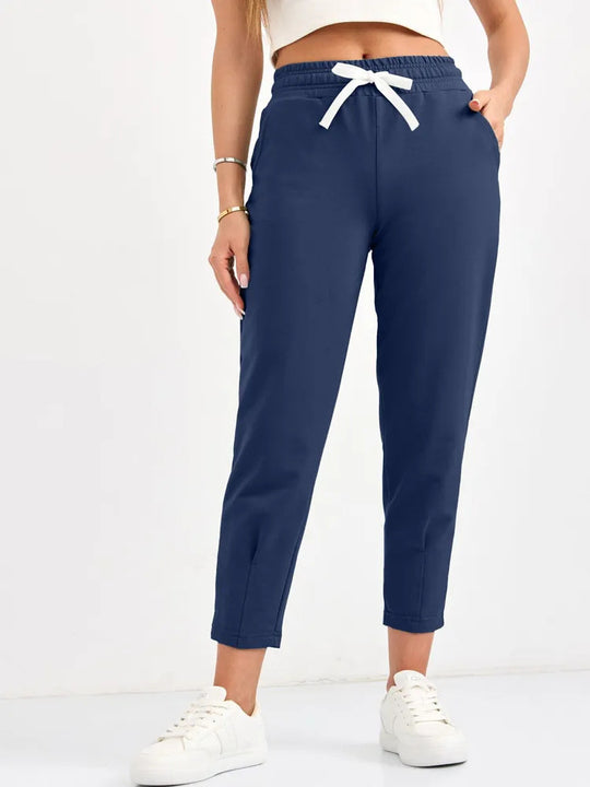 Damen Elegante Jogginghose mit Kordelzug und schmalem Schnitt EB