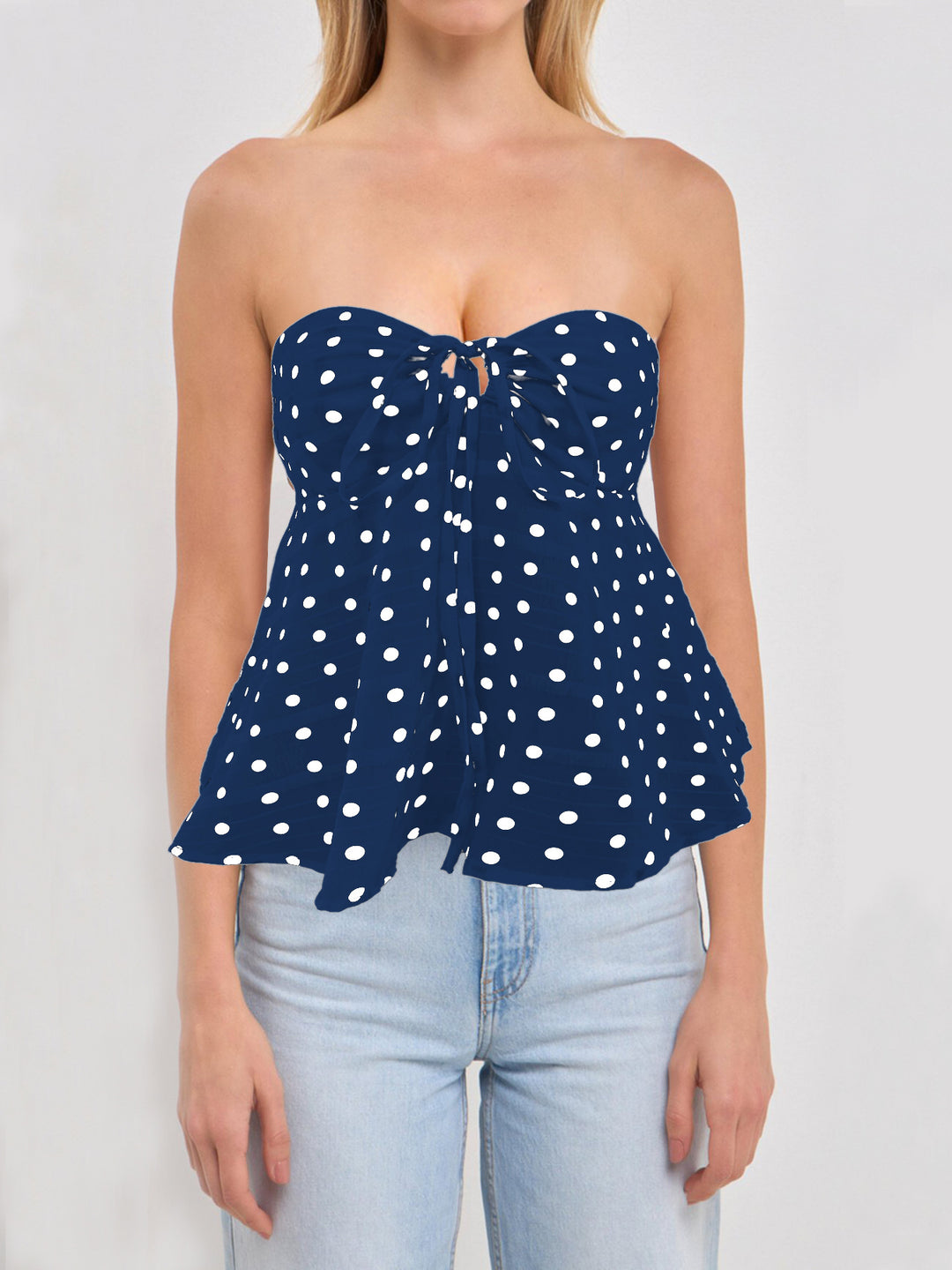 Damen Bandeau-Bluse mit floralem Design und Raffung EB
