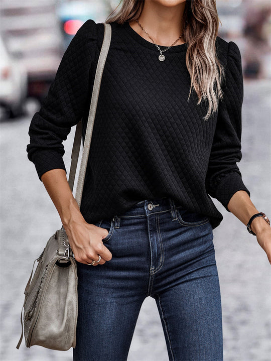 Damen Strukturierter Pullover mit puffärmeligen Details EB