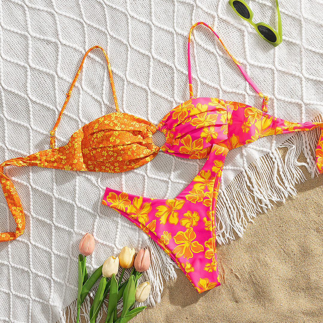 Damen Triangel-Bikini mit floralen Mustern EB