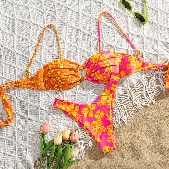 Damen Triangel-Bikini mit floralen Mustern EB