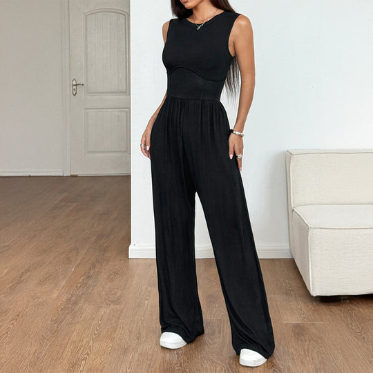 Damen Lässiger Jumpsuit mit weitem Bein und taillierter Ausarbeitung EB