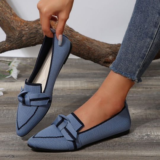 Damen elegante Slip-On Ballerinas mit modischem Knotendetail und atmungsaktivem Obermaterial EB