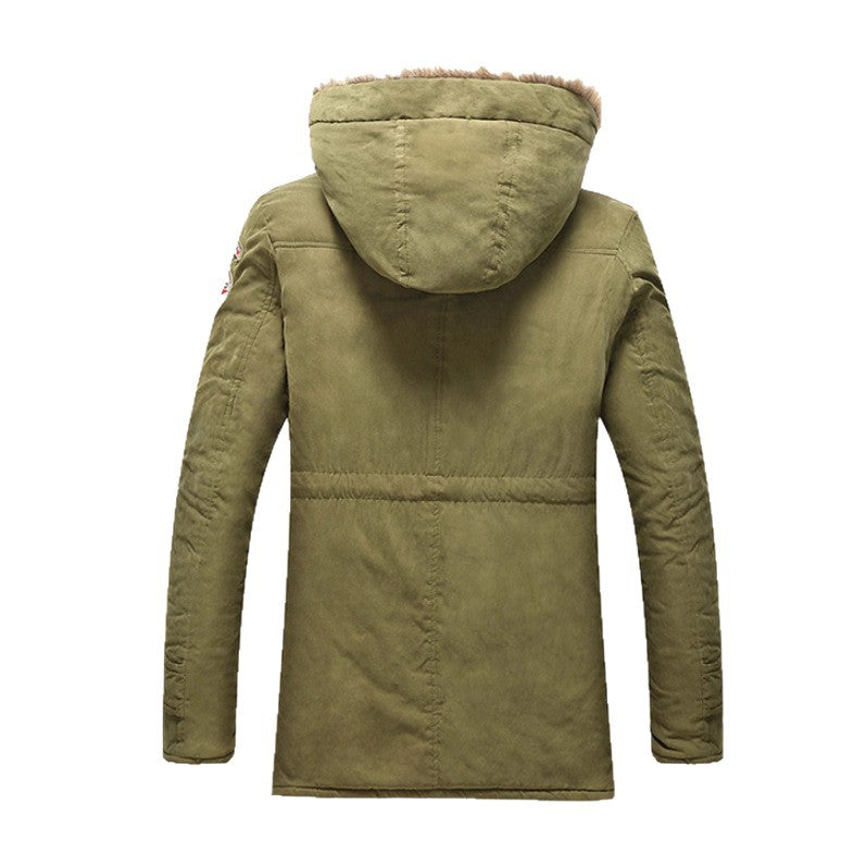 Herren modische Winterjacke mit Kunstfellkragen und praktischen Taschen EB
