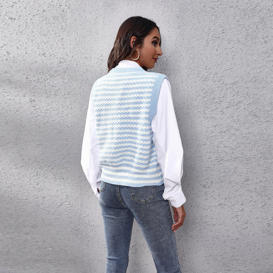 Damen Strickweste mit modernem Zickzackmuster und vorteilhaftem Schnitt EB