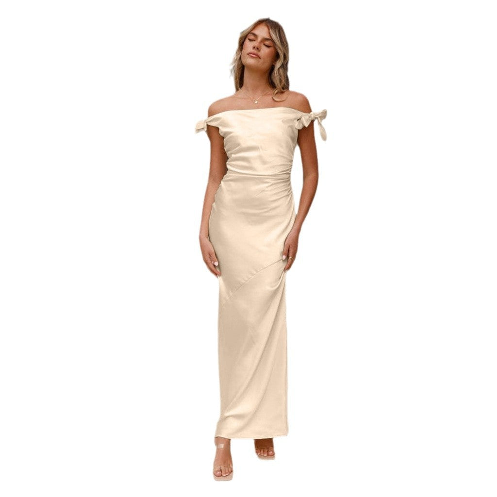 Damen Off-Shoulder Maxikleid mit elegantem Wickeldesign EB