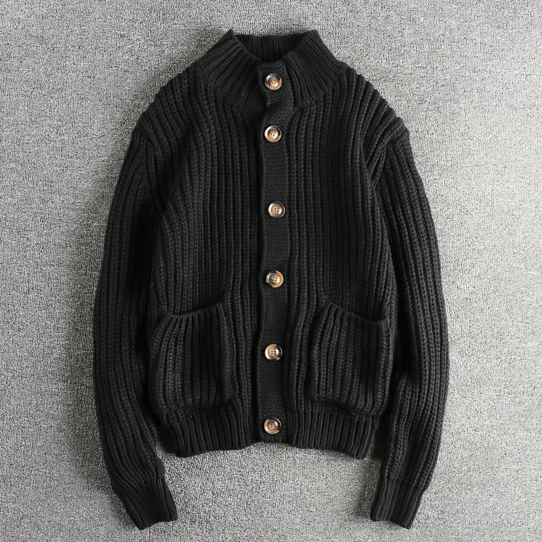 Damen Strickjacke mit großen Taschen und Knopfverschluss EB